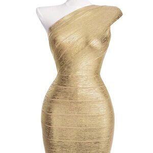Bella Barnett Metallic Bandage Mini Cocktail Dress